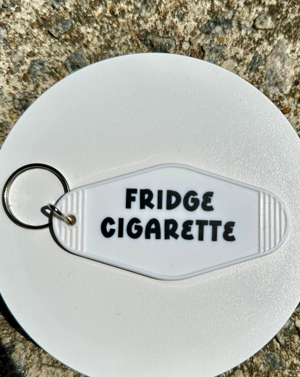Fridge Cigarette Keychain DC White Acrylic Key Tag, Funny Retro Keychain, Novelty Cigarette Fridge Design, Quirky Gift, Trendy Accessories