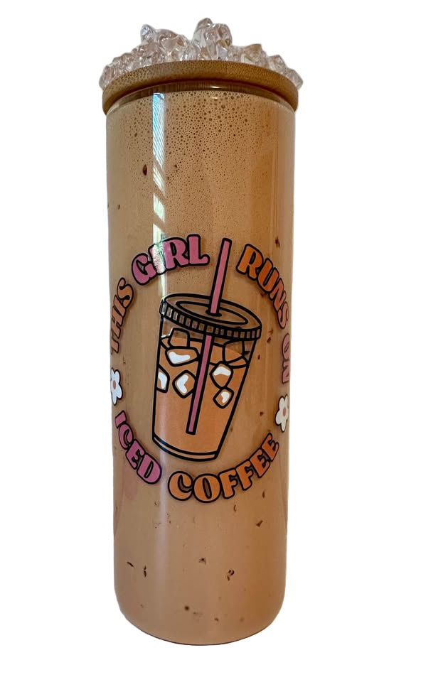 Faux Iced Coffee - 20oz Glass Tumbler with Faux Ice Lid