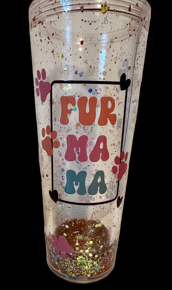 Fur Mama - 24oz Acrylic Glitter Lava Tumbler