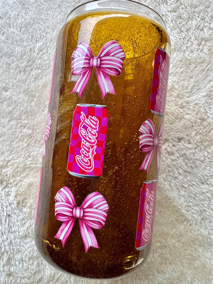 Soda Inspired with Bows - 16oz Glass Tumbler