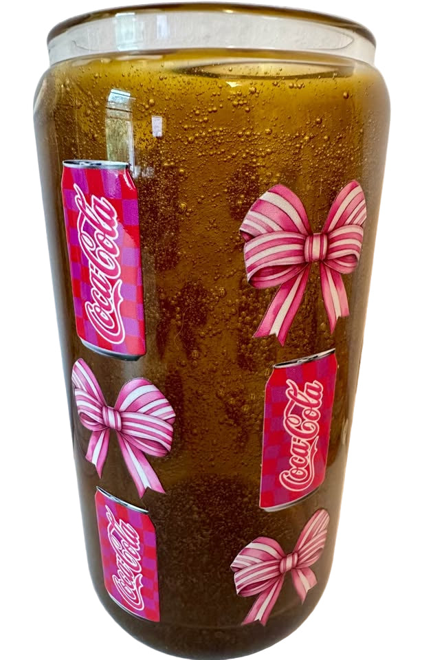 Soda Inspired with Bows - 16oz Glass Tumbler