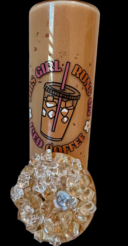 Faux Iced Coffee - 20oz Glass Tumbler with Faux Ice Lid