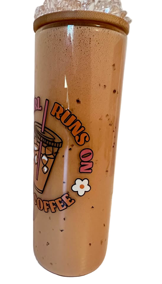 Faux Iced Coffee - 20oz Glass Tumbler with Faux Ice Lid