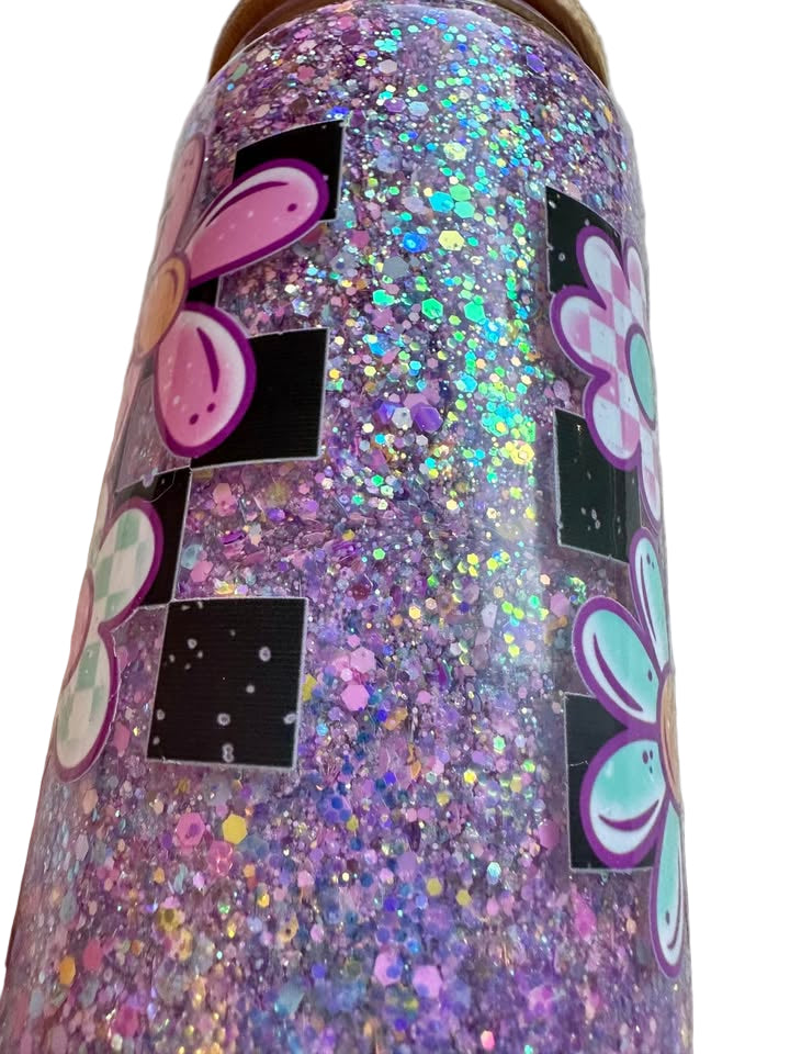 Nope, Not Today - 16oz Glass Glitter Tumbler with Bamboo Lid