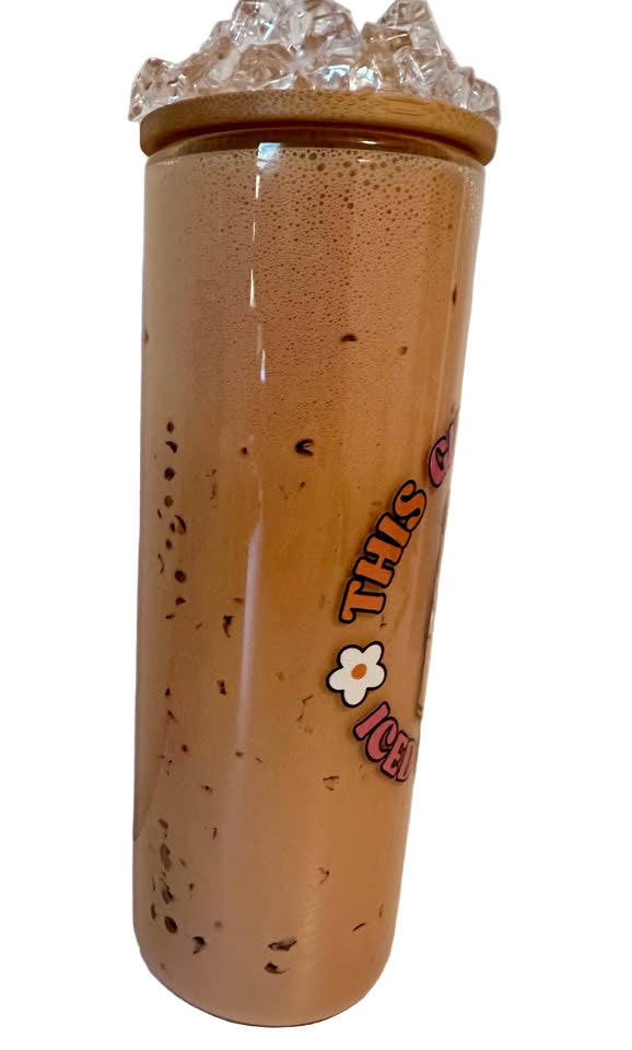 Faux Iced Coffee - 20oz Glass Tumbler with Faux Ice Lid
