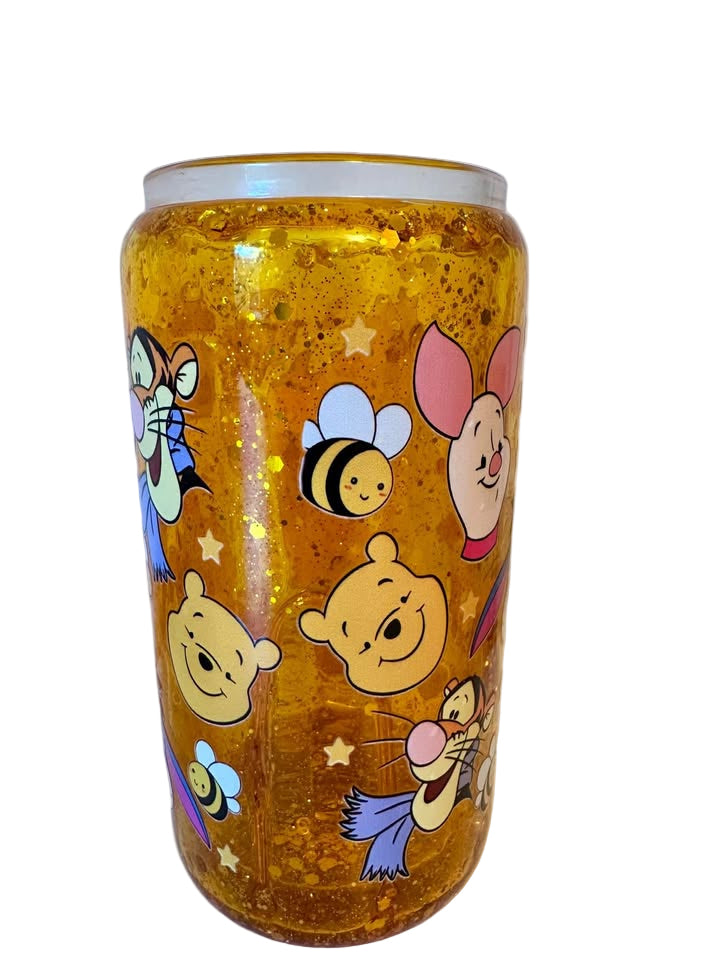 Honey Drip with Glitter - 16oz Glass Tumbler