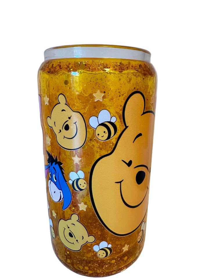 Honey Drip with Glitter - 16oz Glass Tumbler