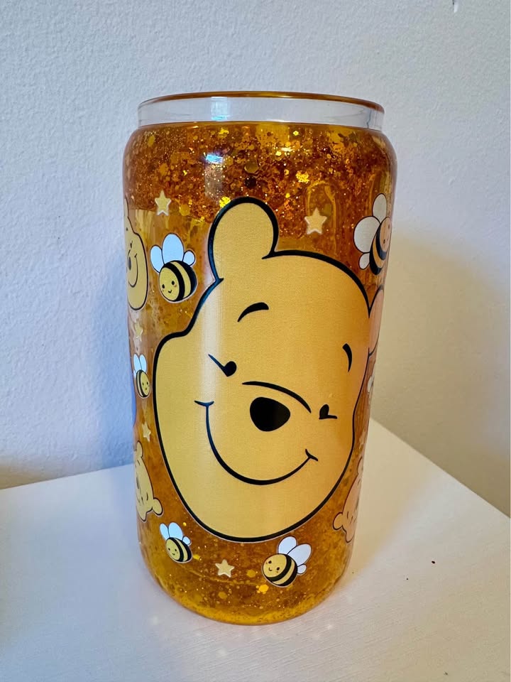 Honey Drip with Glitter - 16oz Glass Tumbler