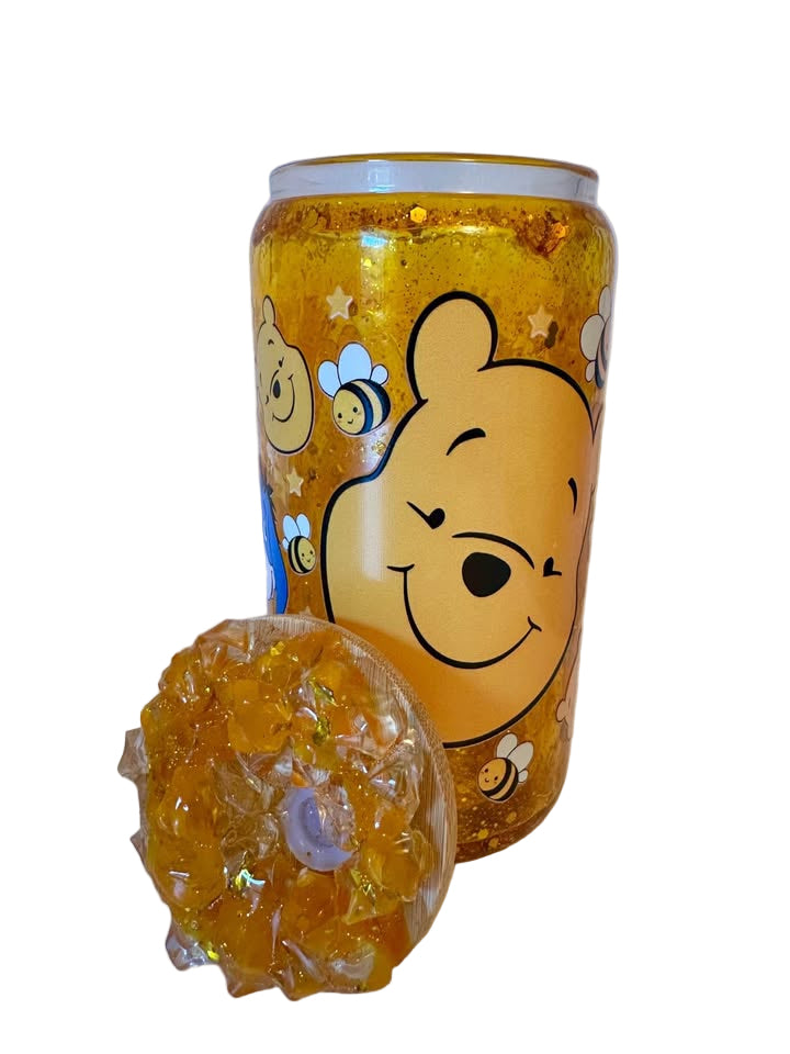 Honey Drip with Glitter - 16oz Glass Tumbler