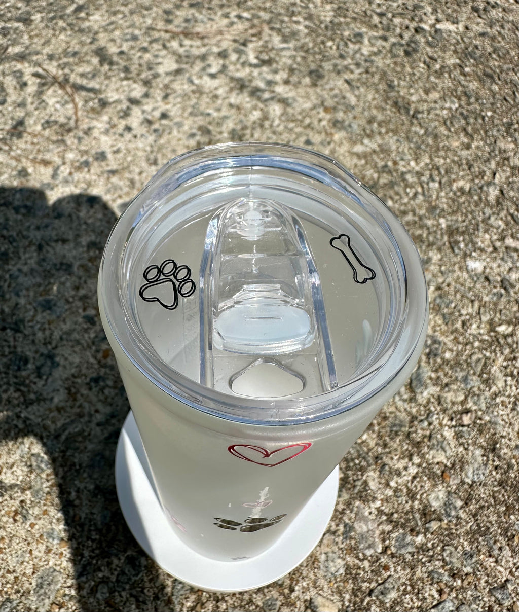 Dog Mom Frosted Glass Tumbler with Lid | Cute Paw Print Cup | 20oz Iced Coffee Glass | Dog Lover Gift | Discounted – Minor Scratch