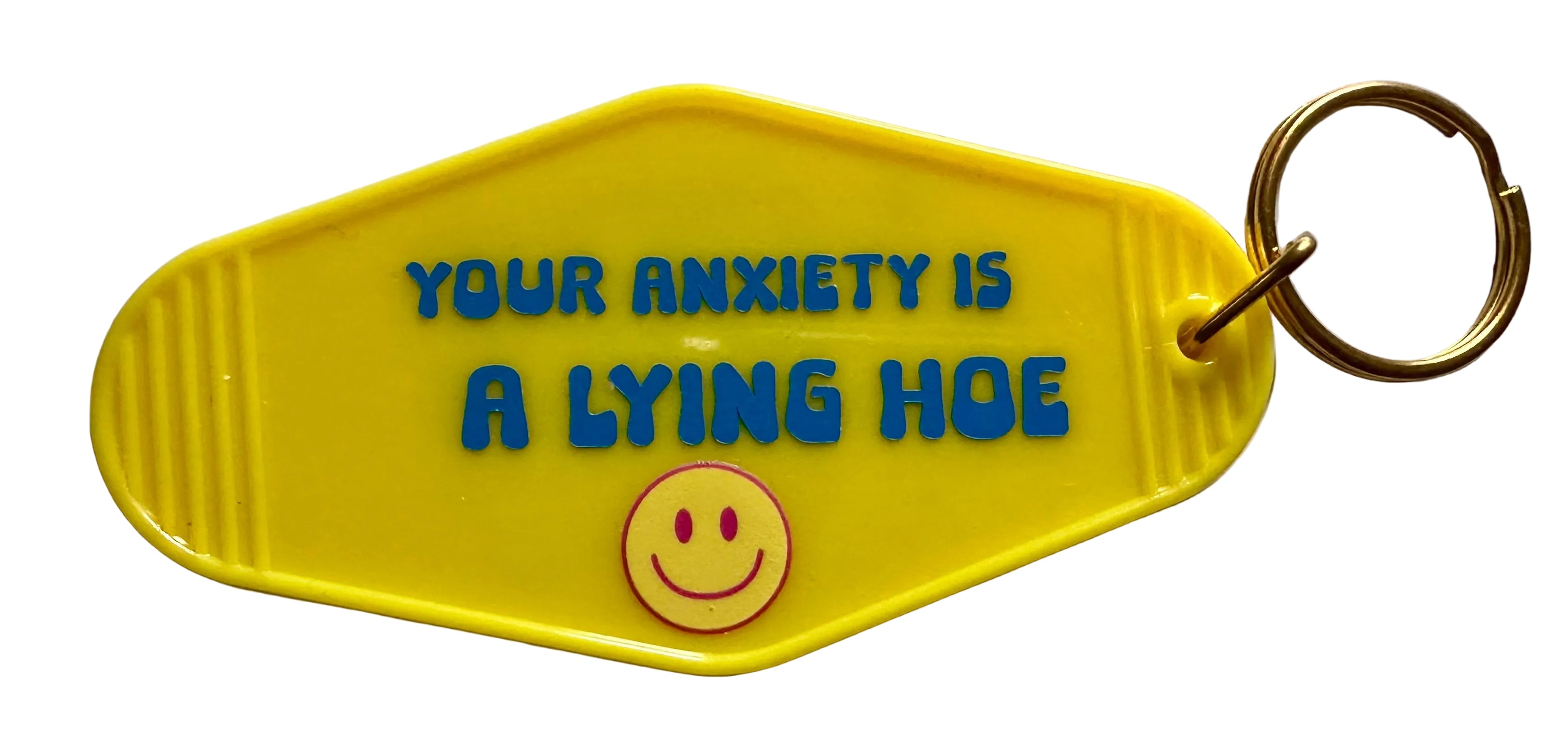 Your Anxiety is a Lying Hoe - Yellow Key Tag in multicolor Key Tag
