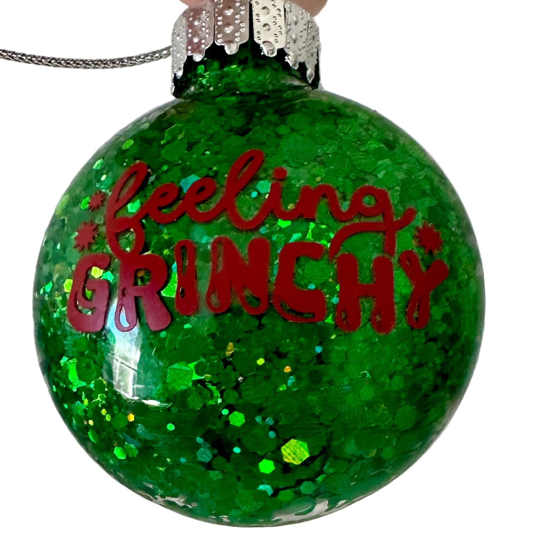 Handmade Feeling Grinchy flat Christmas ornament for Grinch fans