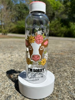 Sassy Cow Water Bottle – Cute Farm Animal Tumbler, Insulated Drink Bottle, Funny Cow Lover Gift for Women, Aesthetic Hydration Bottle