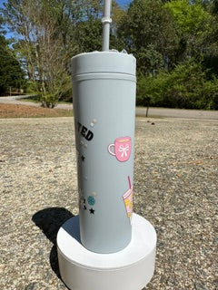 Caffeinated & Happy Tumbler – 16oz Funny Coffee Lover Iced Coffee, Aesthetic Drinkware Gift for Her