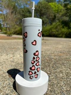 Leopard Print Tumbler – 16oz Pink Animal Print Iced Coffee, Aesthetic Cute Drinkware Gift for Women