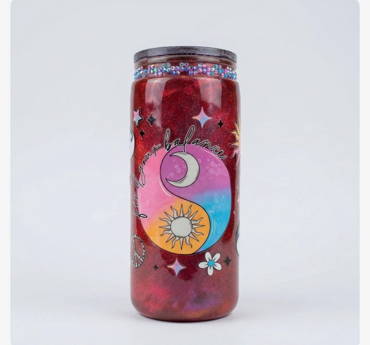 20oz cat eye effect acrylic tumbler aesthetic gradient shimmer cup iced coffee drinkware motivational find your balance tumbler reusable cup