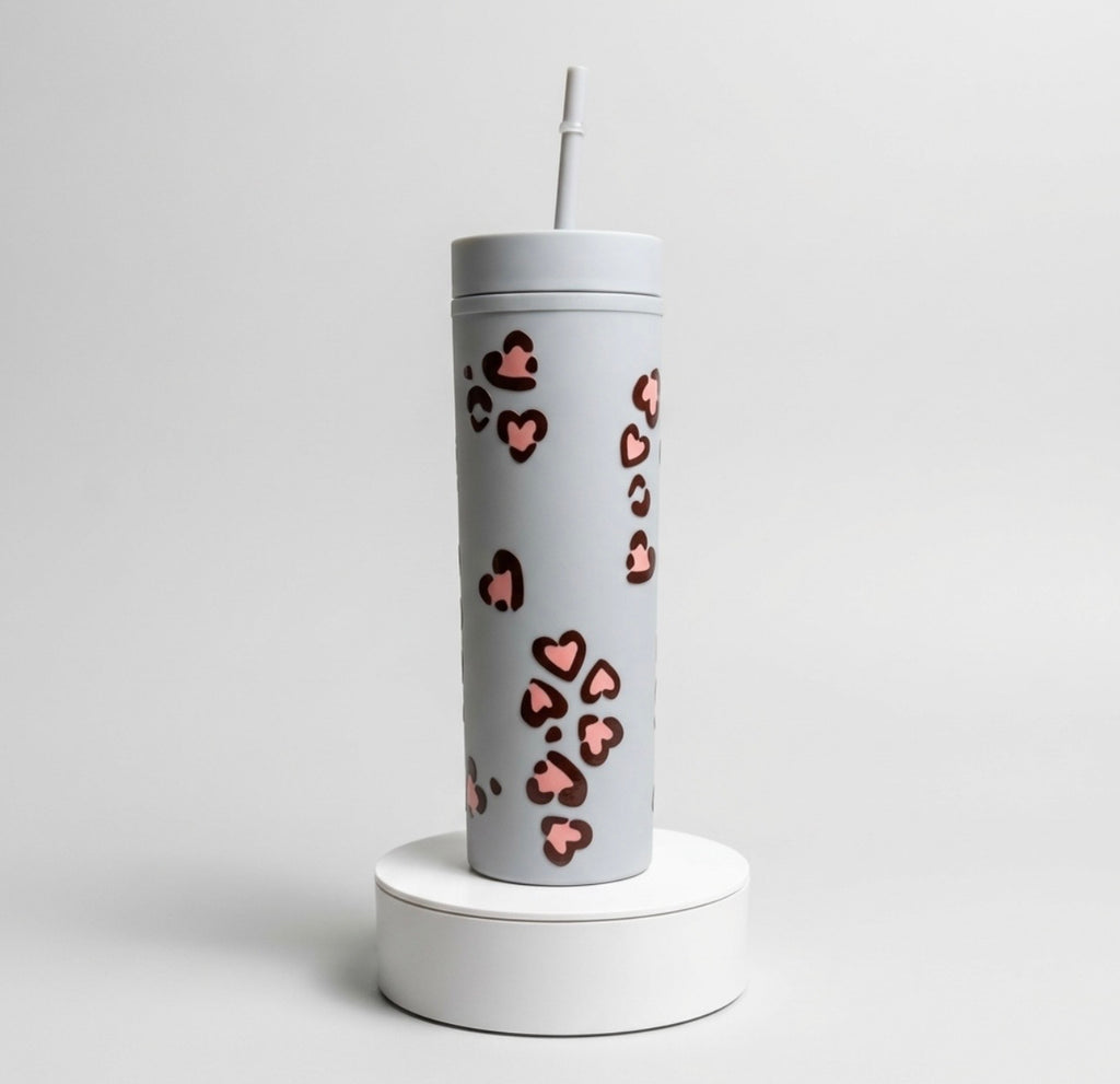 Leopard print tumbler 16oz aesthetic iced coffee cup trendy animal print drinkware